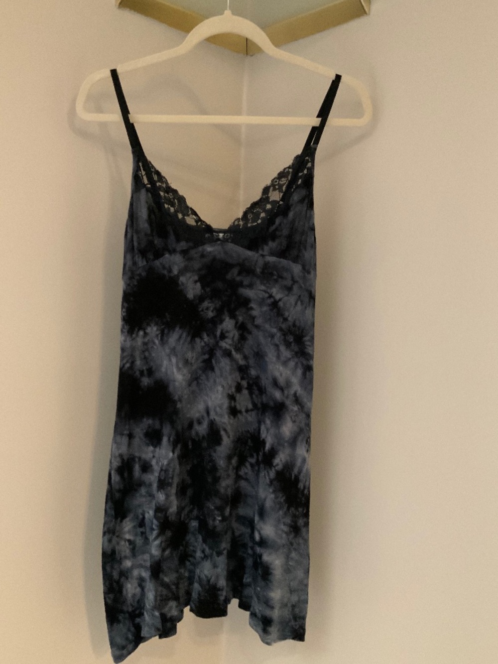 Rene Rofe Black M Intimate Sleep Slip Lace Tie Dye Adjustable Straps Soft